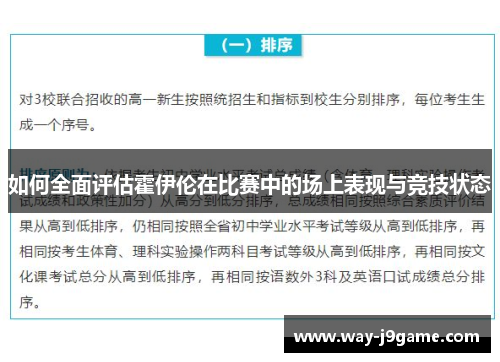 如何全面评估霍伊伦在比赛中的场上表现与竞技状态 如何全面评估霍伊伦在比赛中的场上表现与竞技状态